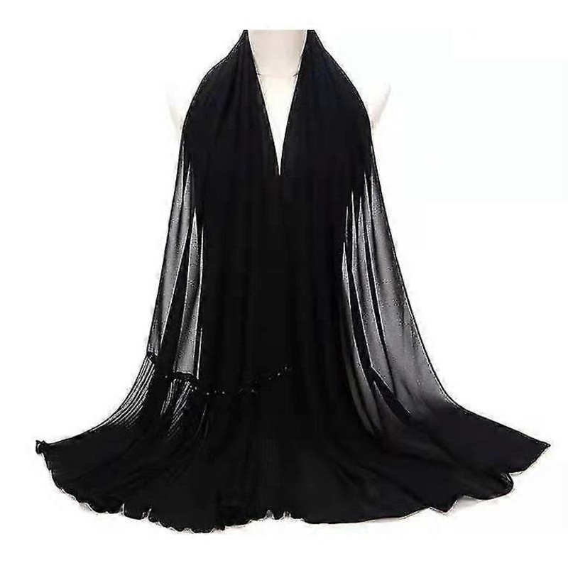 75*180cm Pearl Chiffon Shawl Islamic Women Headdress Pleated Crinkle Hijab Femme | Fruugo SG