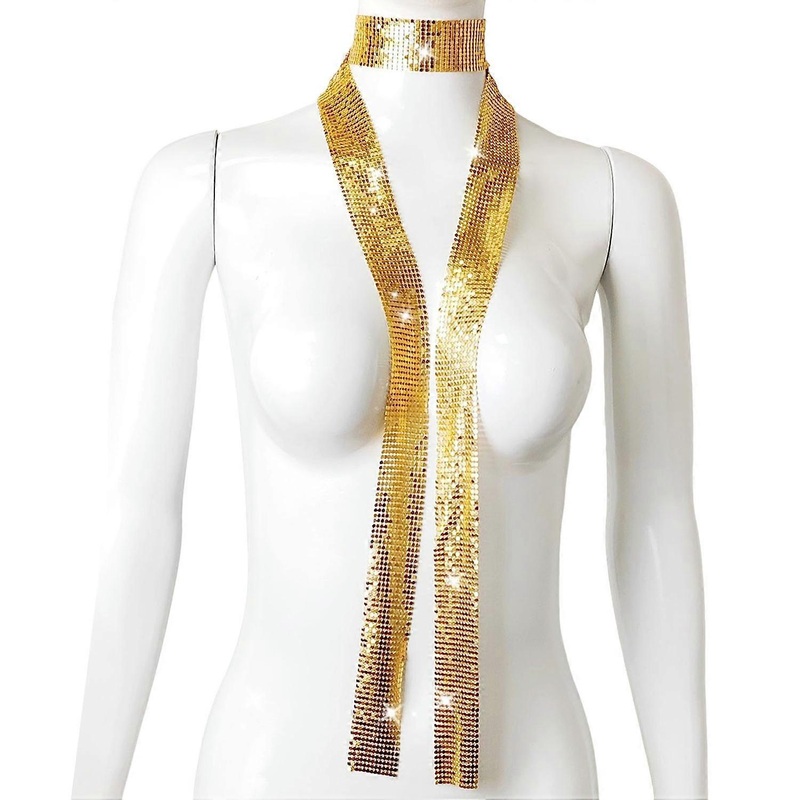 Aluminum Sequin Scarf Necklace Men Women Lightweight Sparkling Design Collar Necklace Decorative | Fruugo SG