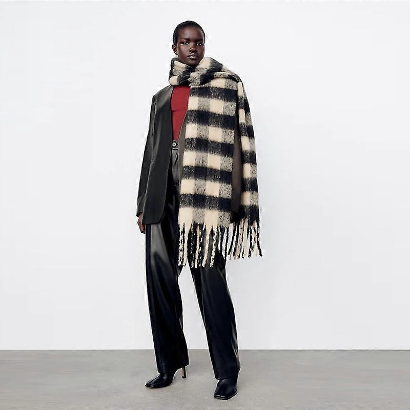 Classic black and white checkerboard scarf, soft thin scarf women, winter warm dual use, long neck cape LT01 | Fruugo SG