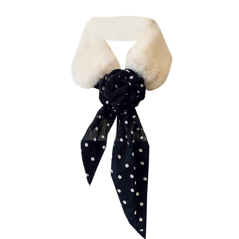 Fashion Leopard Print Ribbon Patchwork for Women Furry Plush Collar Scarf Neck Warmer Girl Elegant Long Silk Neckerchief  White | Fruugo SG