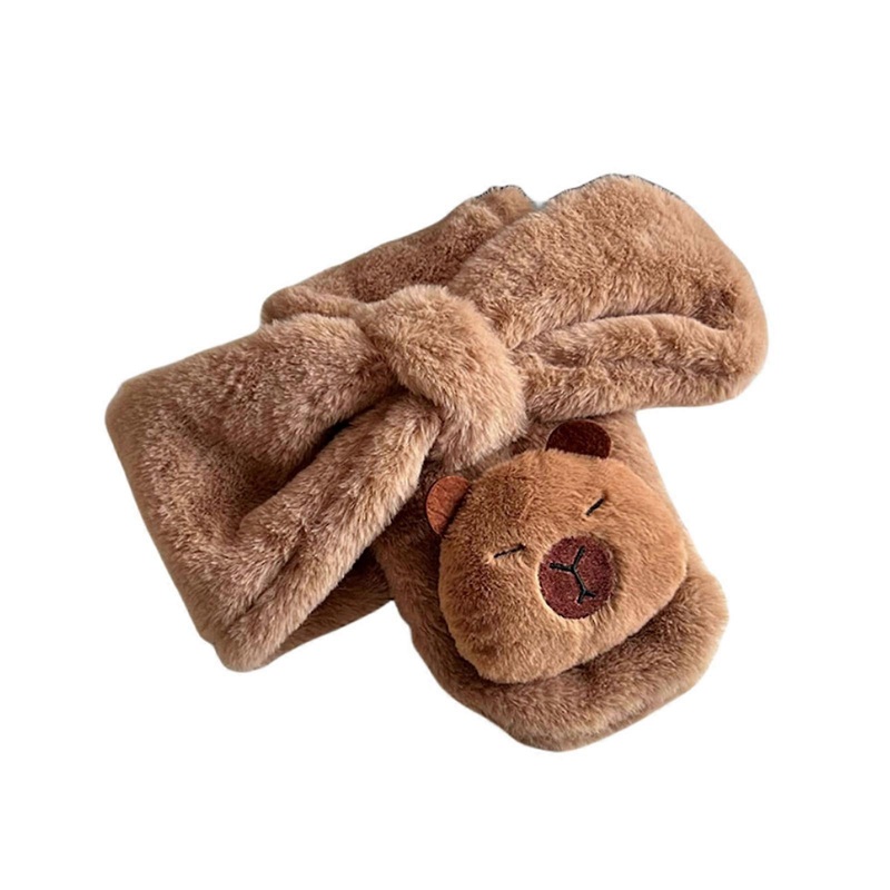 Long Capybara Faux Furs Warm Soft Furry Wrap Around Loophole Scarf Plush Cross Short Scarf Thick Plush Scarves | Fruugo SG