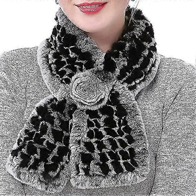 Scarf Women’s Winter Fur Collar Warm Scarf Cold Weather Rabbit Knitting Fluffy | Fruugo SG
