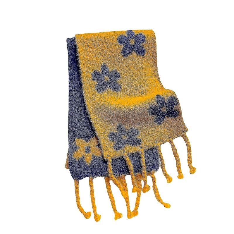 Shxx Knitted Children’s Scarf Autumn And Winter Niche Thick Braids Fringed Flowers Warm Color Matching Wild Scarf A1017-191 | Fruugo SG