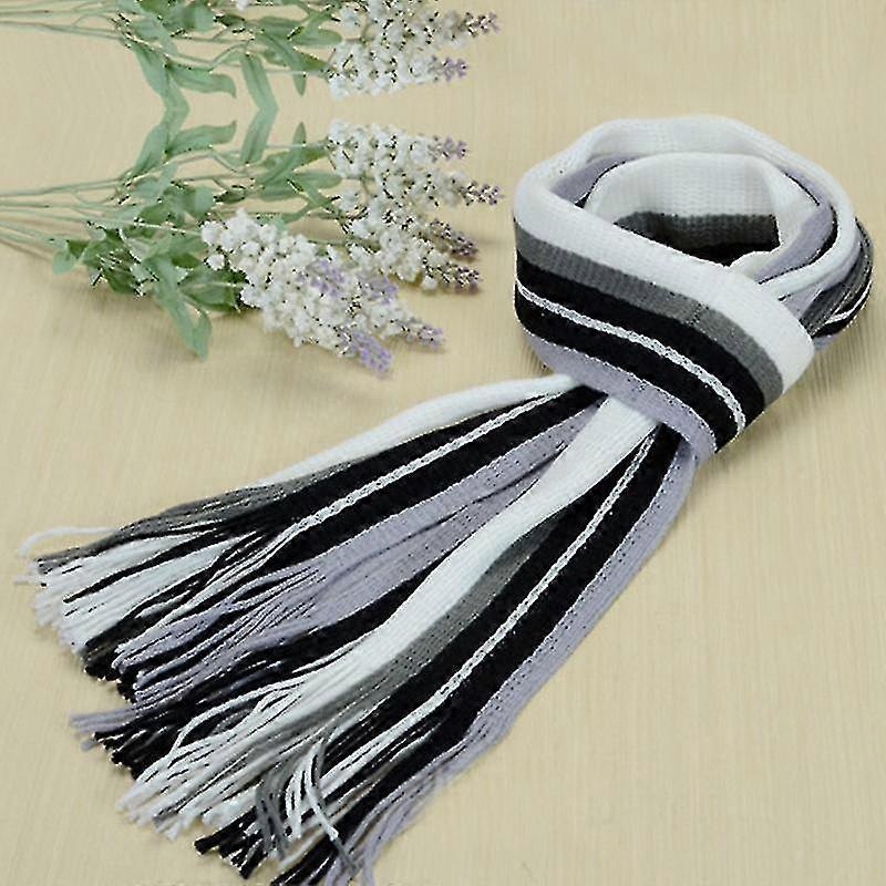 Unisex Warm Colorblock Striped Scarves Tassel Long Scarf Knit Wrap | Fruugo SG