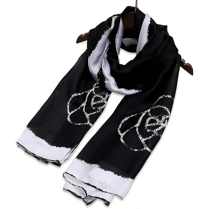 Women’s Silk Scarves Artistic Ink And Wash Painting Elegant Floral Printed Long Shawl | Fruugo SG