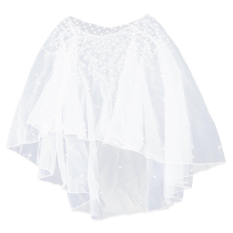 Womens Vintage Full Tulle Pearl Beads Cape Wrap Around Neck Shawl Solid Color Summer Elegant Bridal Capelet | Fruugo SG