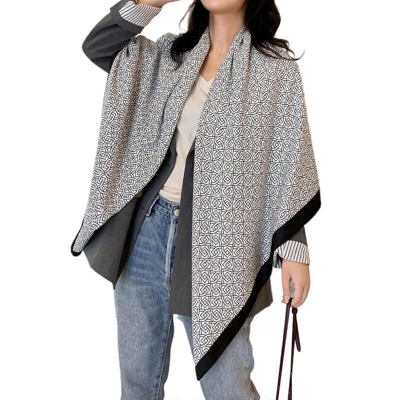 130x130cm Large Fashion Geometric Printed Scarf Women Twill Imitation Silk Hijab  White | Fruugo SG