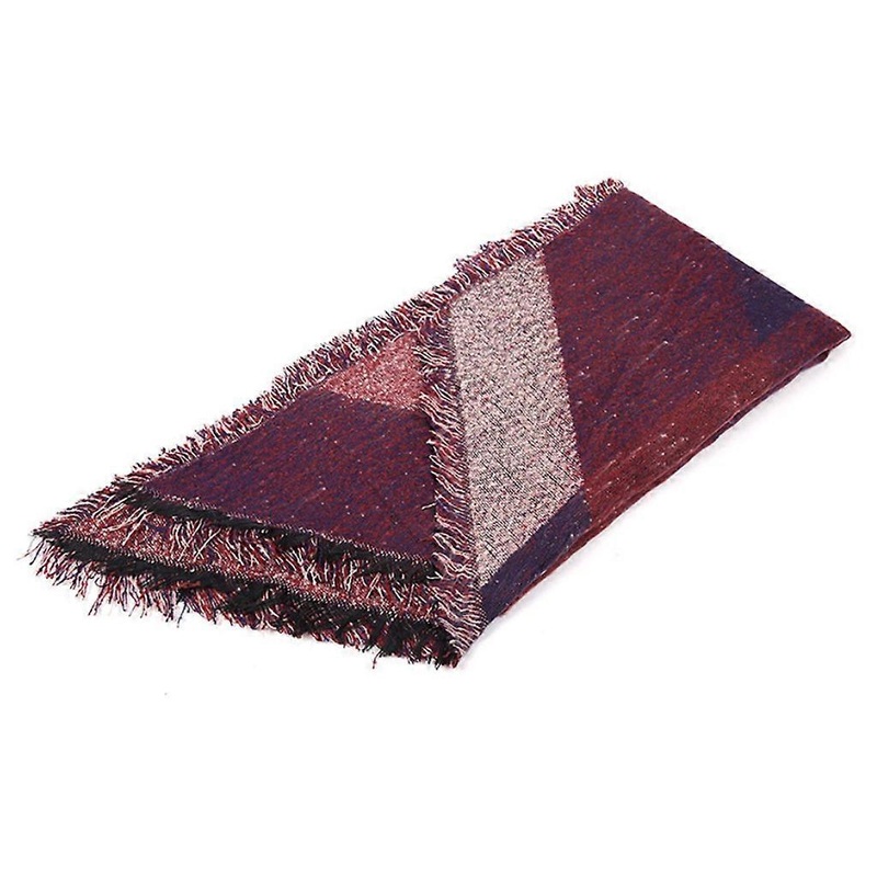 200x65cm Women Large Oversize Pashmina Scarf Blanket Color Block Plaid Tartan Striped Tassel Thick Shawl Wrap Winter Warm Knitted Poncho Cape  Wine | Fruugo SG