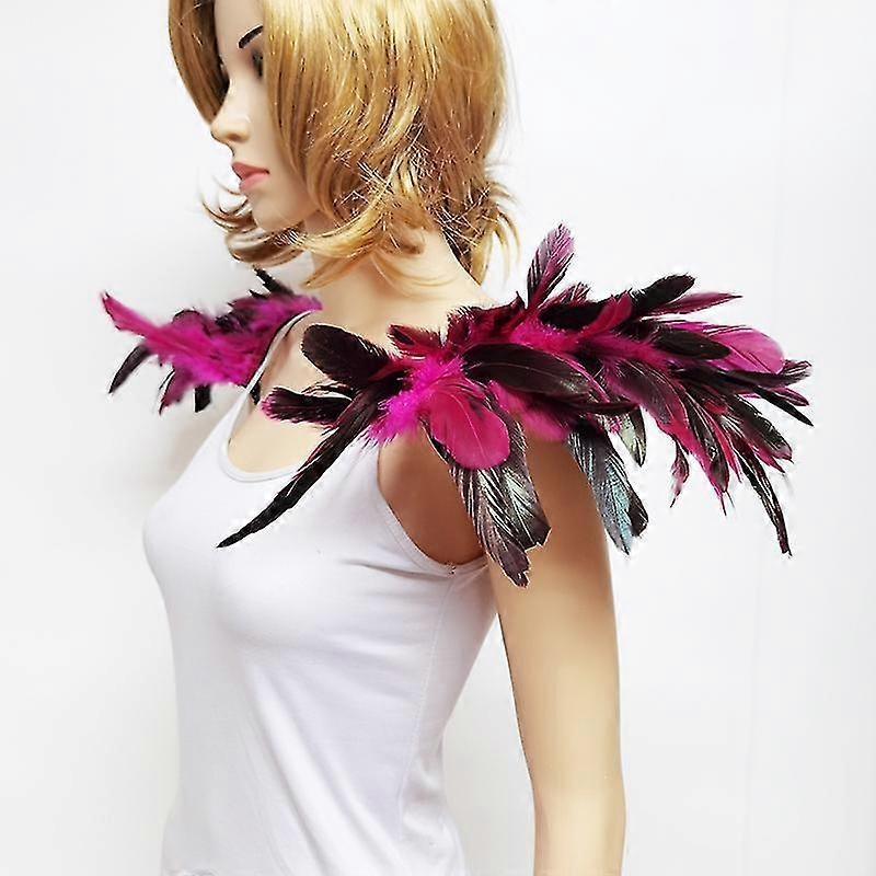 2pcs shoulder epaulettes black feather wings punk gothic feather | Fruugo SG
