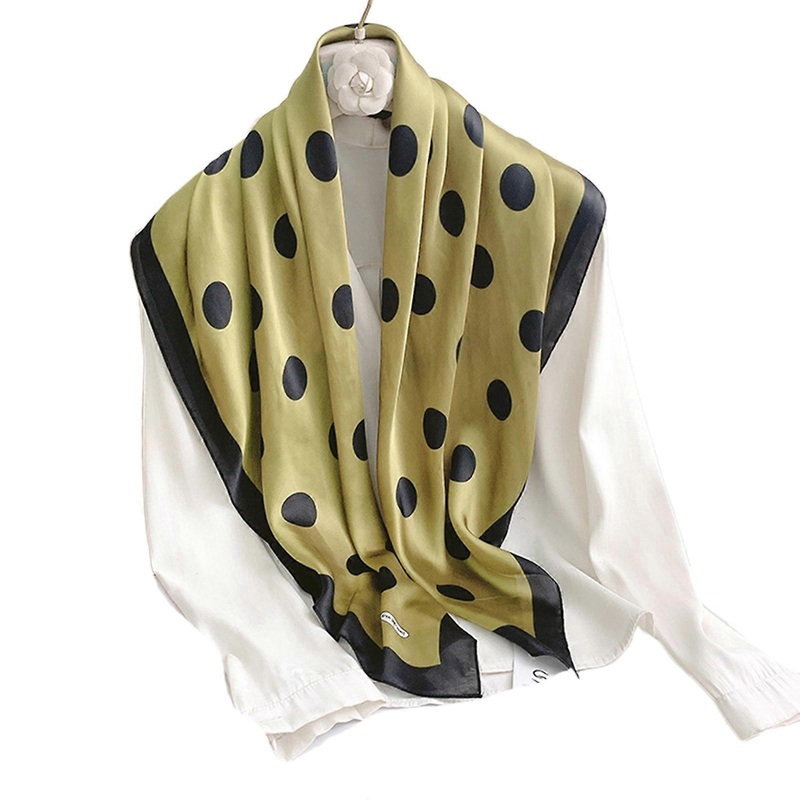 90x90cm Fashion Wave Points Printed Scarf Luxury Women Silk Satin Hijab Scarf  Yellow green | Fruugo SG