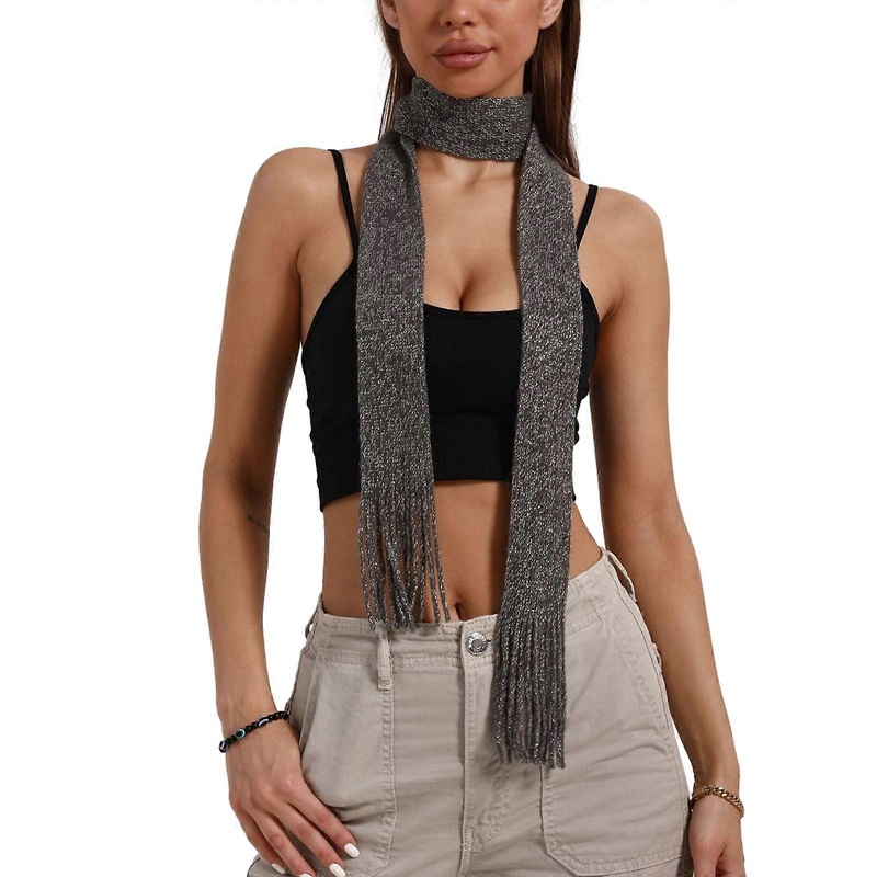 Blingbling Scarf for Women Long Skinny Belt Necktie Y2K Girls Photo Props Long Neckerchief Skinny Scarf Necktie  Dark Grey | Fruugo SG