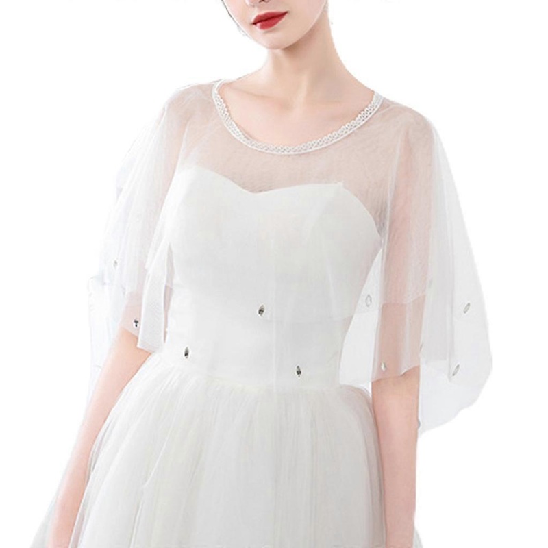 Capelets for Women Tulle Shawl Transparent Wraps Shrug  for Strapless Evening Dress Shoulder Cover Up Lace Neck Trim  White | Fruugo SG