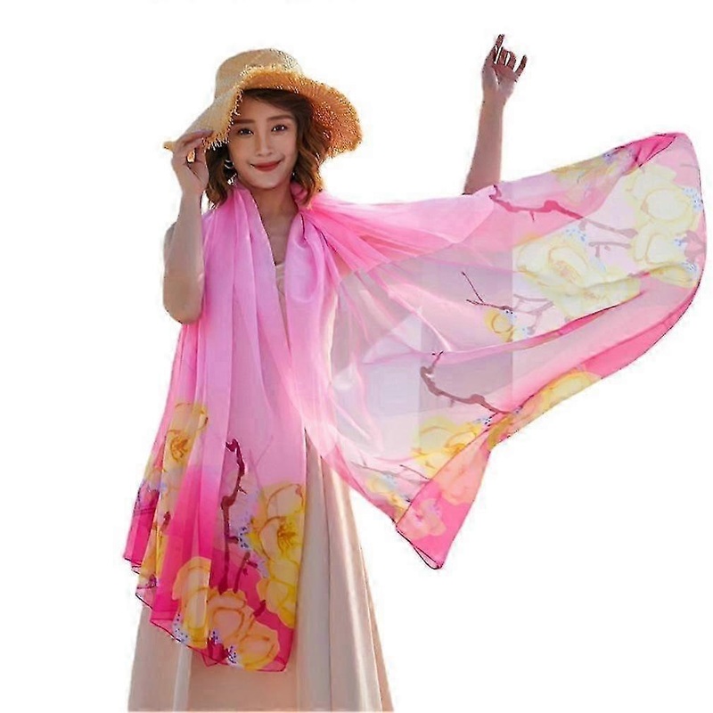 Chiffon Floral Scarf Sun Shawl Beach Cover for Women | Fruugo SG