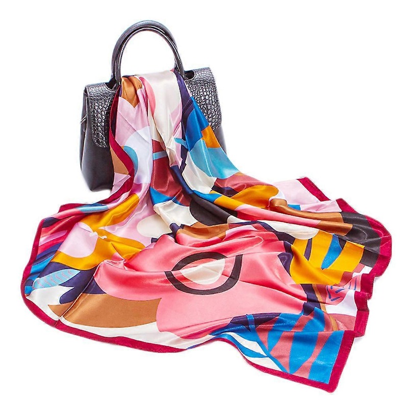Fashion Silk Square Scarf For Women 90x90cm Neck Hair Tie Band Bag Warp Soft Neckerchief Hijab Headscarf Female Foulard  Burgundy edge | Fruugo SG