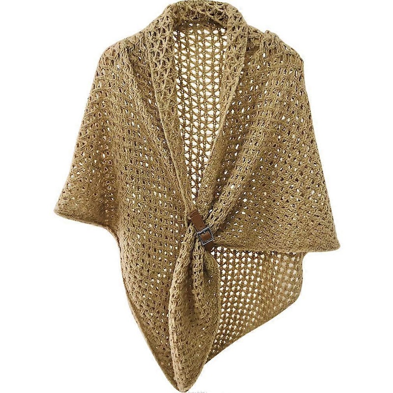 Hollowed-Out Elegant Shawls and Wraps with Leather Bottons Modern Winter Poncho for Lady | Fruugo SG