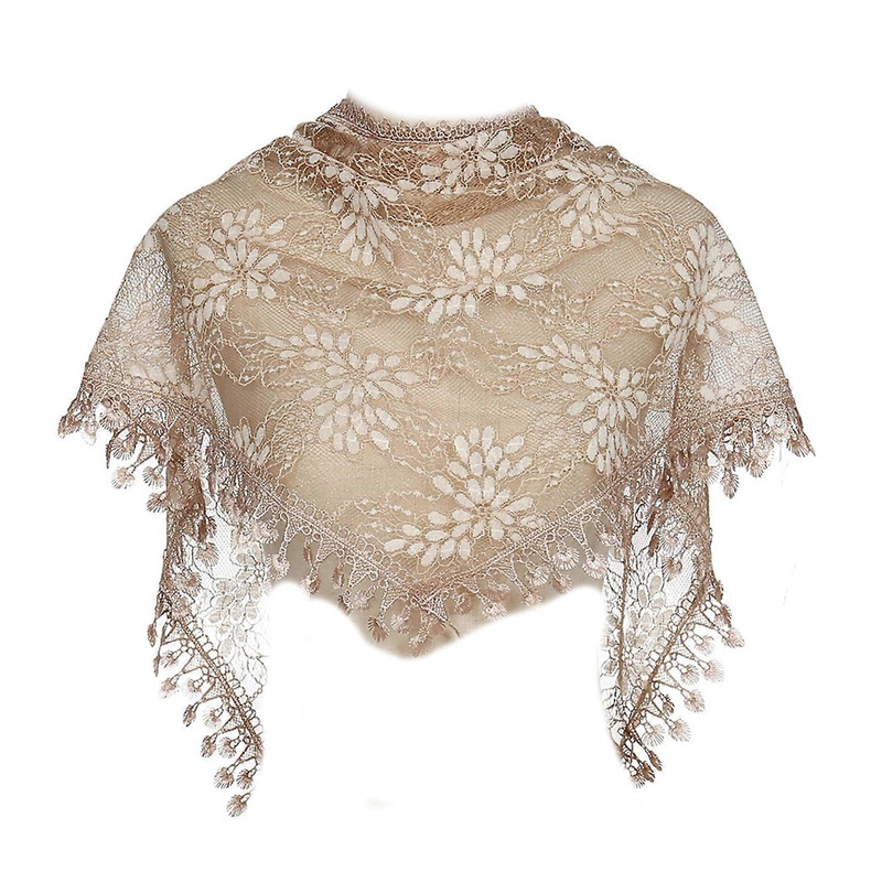 Lace Fringe Scarf Summer Hijab Lace for Triangle Scarf Tassel Shawl Scarf Tudung Hijab Floral Print Scarf  khaki | Fruugo SG