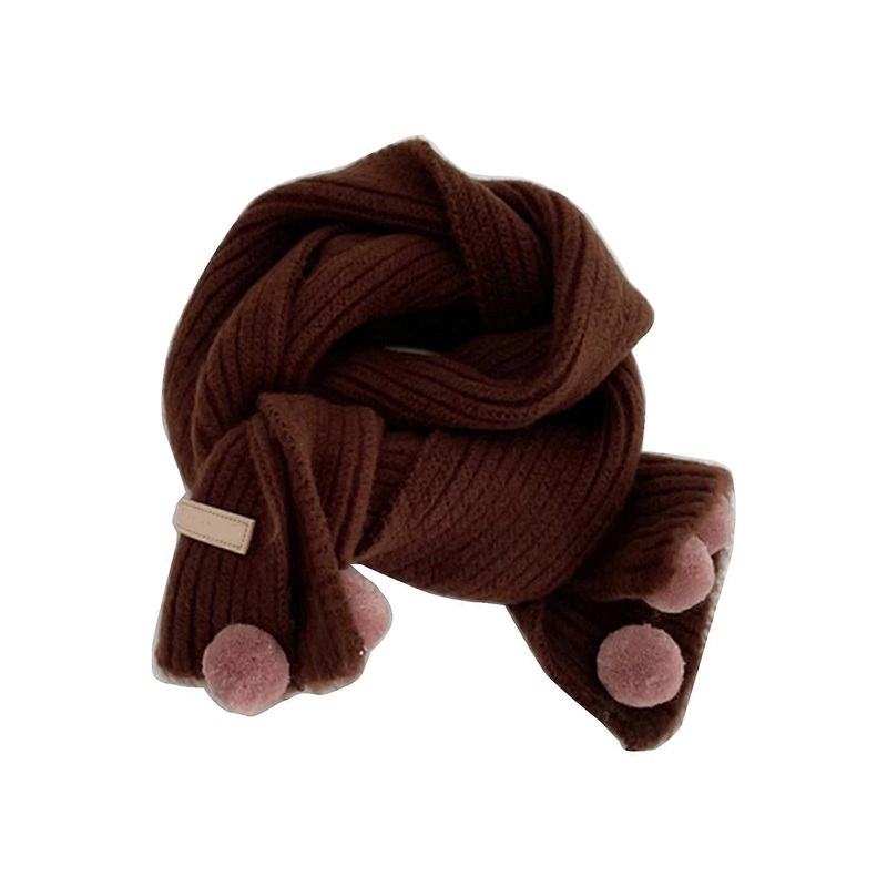 Soft Children’s Scarf Korean Designed Neck Scarf with Pom Pom Accents Decor, Windproof Long Crossed Muffler Neckwear  Coffee color | Fruugo SG