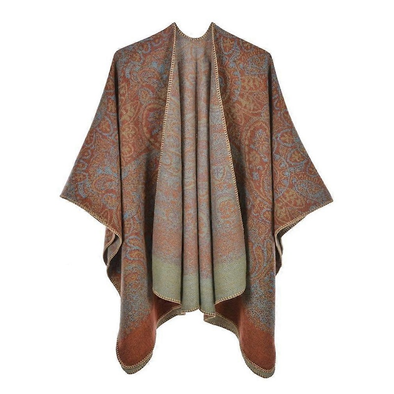 Thicken Pashmina Shawl Wrap Ethnic Style Poncho Open Front Cape for Lady | Fruugo SG