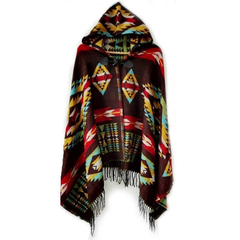 Warm Turtleneck Pullover Shawl Plaid Poncho with Tassel for Lady | Fruugo SG