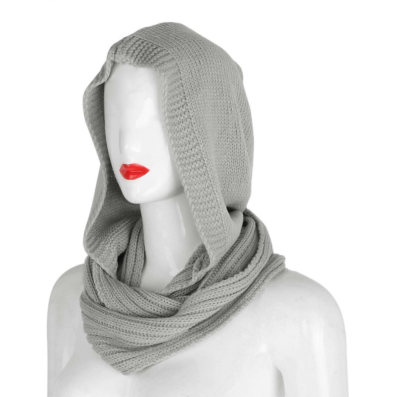 Winter Women Thick Cable Knit Ribbed for Infinity Circle Loop Scarf Slouchy Loose beanies Hat Windproof Skull Cap Shawl  light gray | Fruugo SG