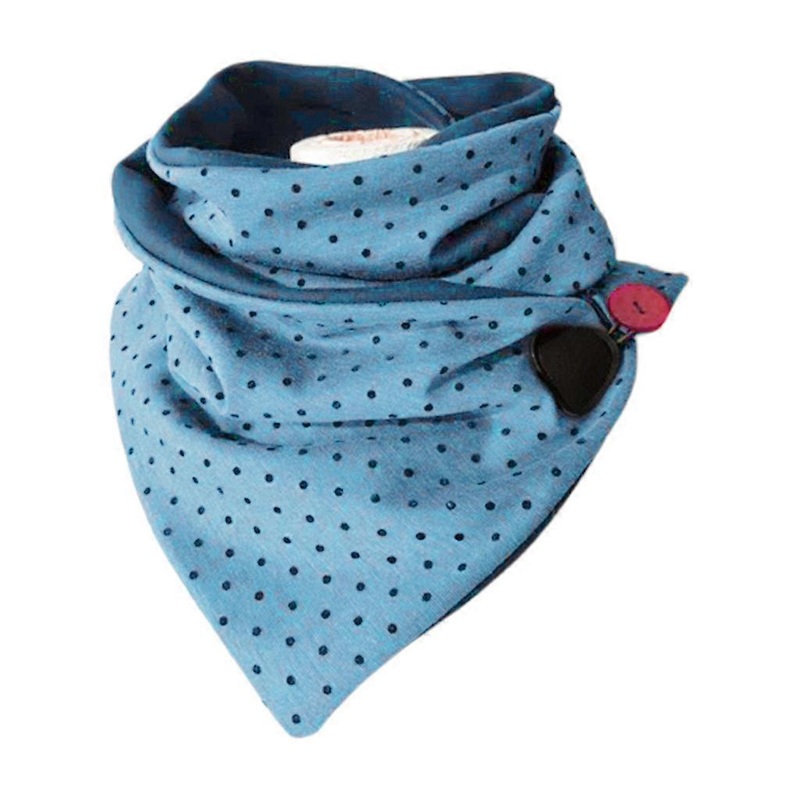 Women Men Winter Button for Triangle Scarf Vintage Polka Dot Printing Thicken Neck Warmer Cold Weather Windproof Shawl Wrap Blanket Poncho  Blue | Fruugo SG