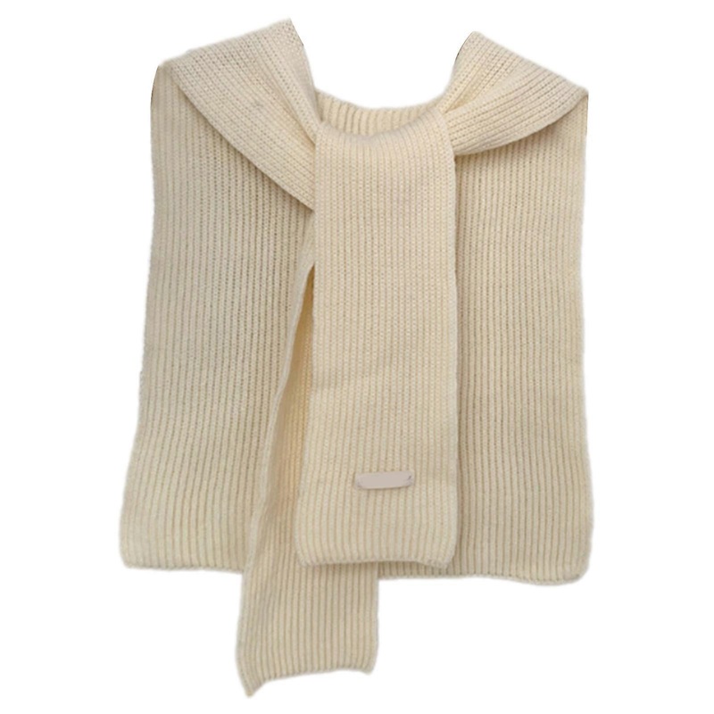Women’s Fashion Sweater Knitted Shawl Wrap Scarf Knotted Front Solid Color Shoulder Covering Capelet Faux Collar Scarves  Beige | Fruugo SG