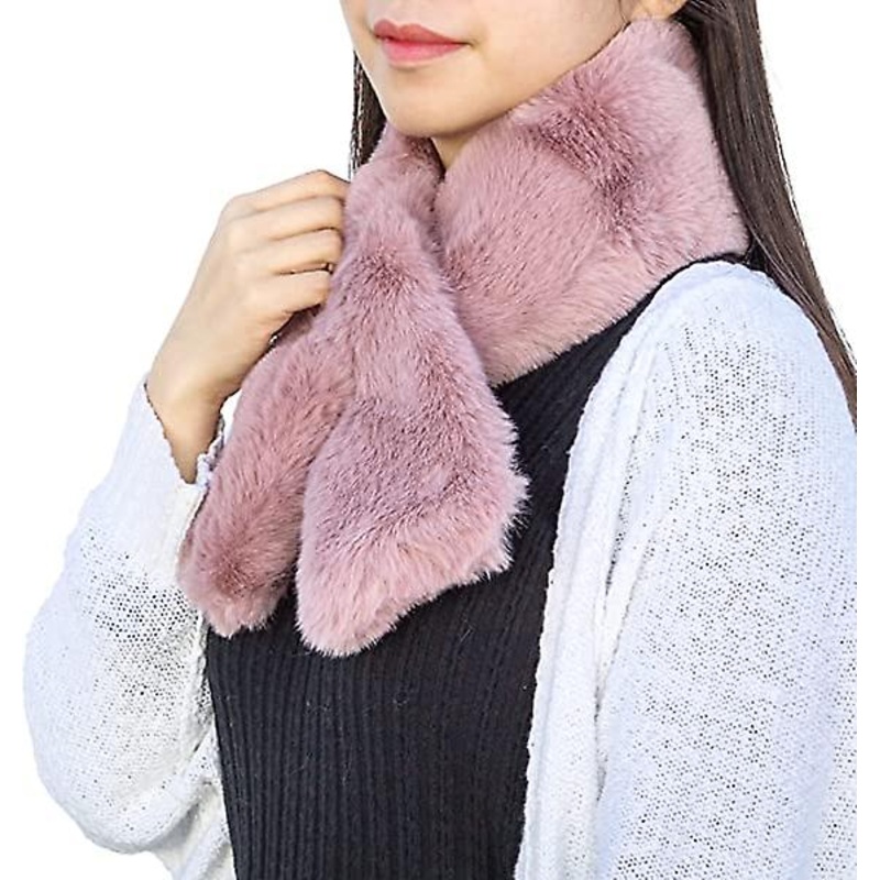Women’s Winter Faux Faux Fur Scarf Rectangular Furry Wrap Warm Soft And Comfortable | Fruugo SG