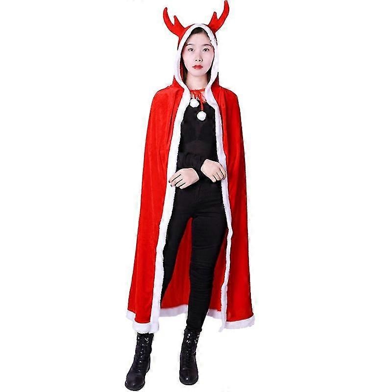 Christmas Cloak For Women Adult Child Antler Santa Claus Robe Hooded Cloak | Fruugo SG