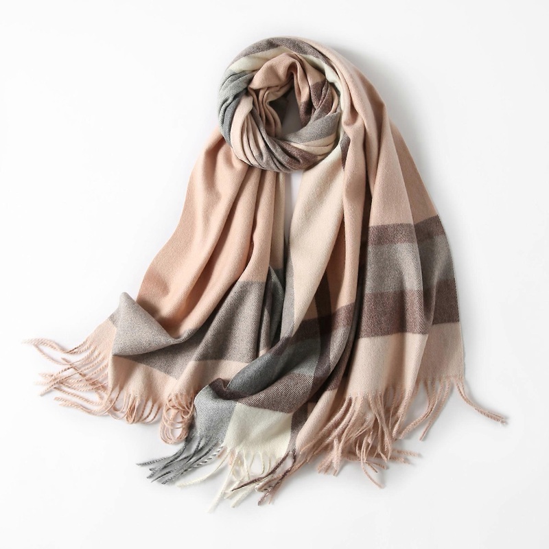 Classic Plaid Tartan Cashmere Scarf for Women Men Soft Check Tassel Scarves Pink Gray | Fruugo SG