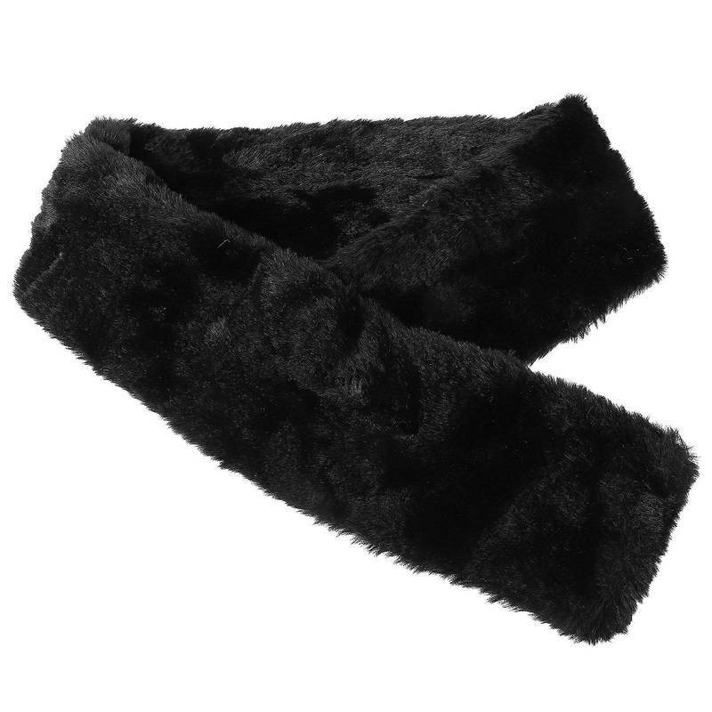 Faux Scarf Winter Plush Luxury Collar Women Dating Fashion Black 4X10X83CM Clothing Furs 1Set | Fruugo SG