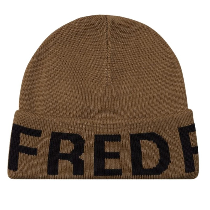 Fred Perry Bold Oversized Logo Shaded Stone Beanie | Fruugo SG