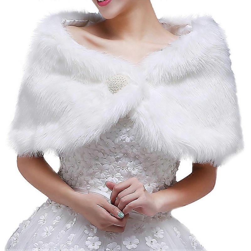Ladies Poncho Shawl Bridal Cape Warm Comfortable White 105*26cm For Wedding Dress Bride Winter Shawl 1Set | Fruugo SG