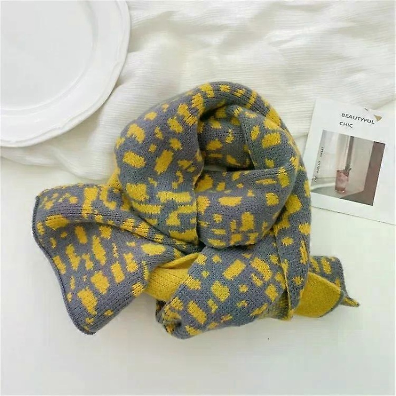 Leopard Print Knitted Scarf for Kids-Warm,Colorful,122x20cm,Yellow,122 x 20cm | Fruugo SG