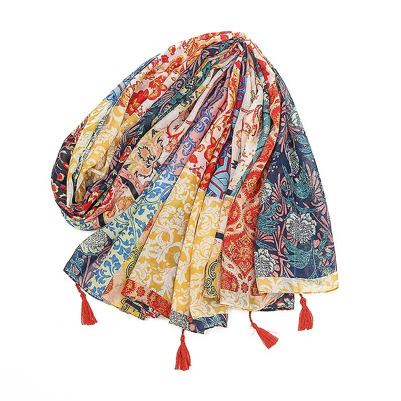 Scarf For Women Vintage Bohemian Printed Fringed Cotton And Linen Scarf For Spring Fall Winter Scarves Shawl Wrap 185*100cm 6*3.3ft | Fruugo SG