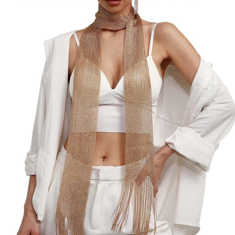 Shinning Sheer Scarf for Female Proms Party Lightweight Lace Tassels Scarf for Female Wedding Travel Decorative Scarf  Gold | Fruugo SG