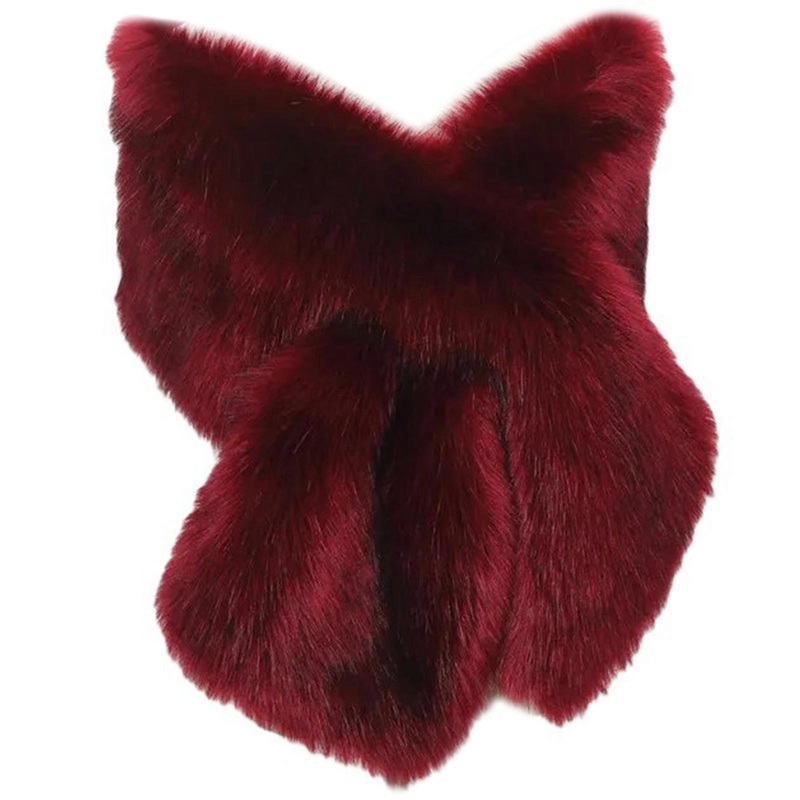 Solid Color Shawl Large Collar Plush Shawl Winter Coat Artificial Furs Wedding for Winter Elegances  Burgundy black tip | Fruugo SG