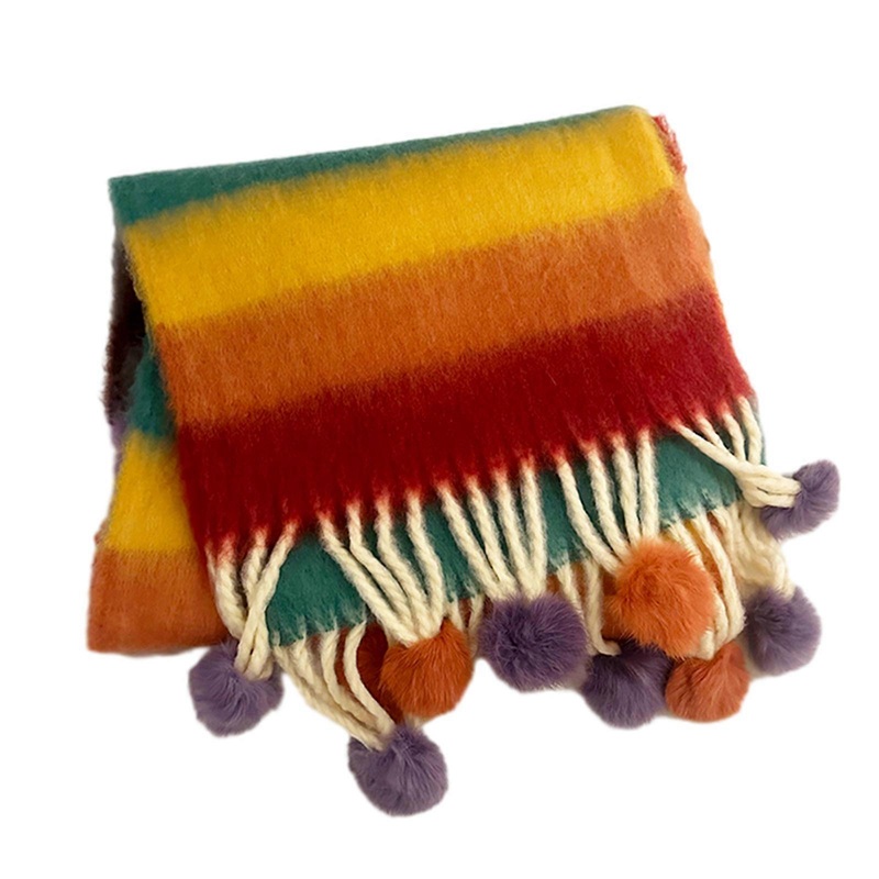 Tassels Rainbow Scarf Warm Shawl Cashmere Like Long Scarf Girls Winter Shawl Neck Wrap Scarf Cold Weather Neck Scarves  rainbow | Fruugo SG
