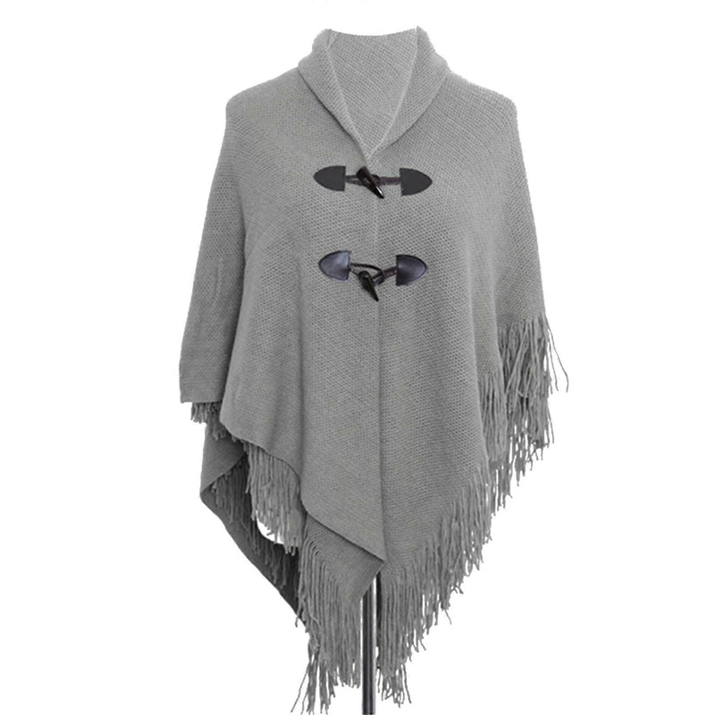 Winter Poncho Cape Cloak Shawl Wrap Poncho With Button Women Shawl Wrap Poncho Ruana Cape Cardigan Sweater Open  Light Grey | Fruugo SG