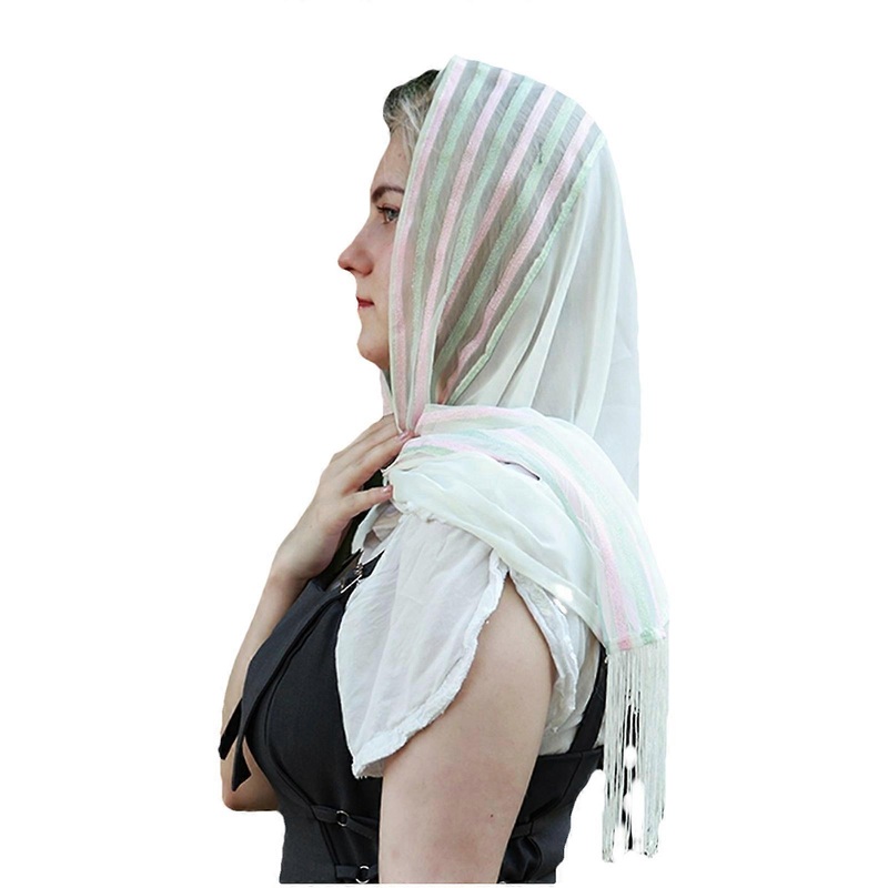 Women Fringed Shawl Stylish Scarf Cold Weather Striped Neck Wrap Fringed Thin Windproof Soft Scarf  White | Fruugo SG