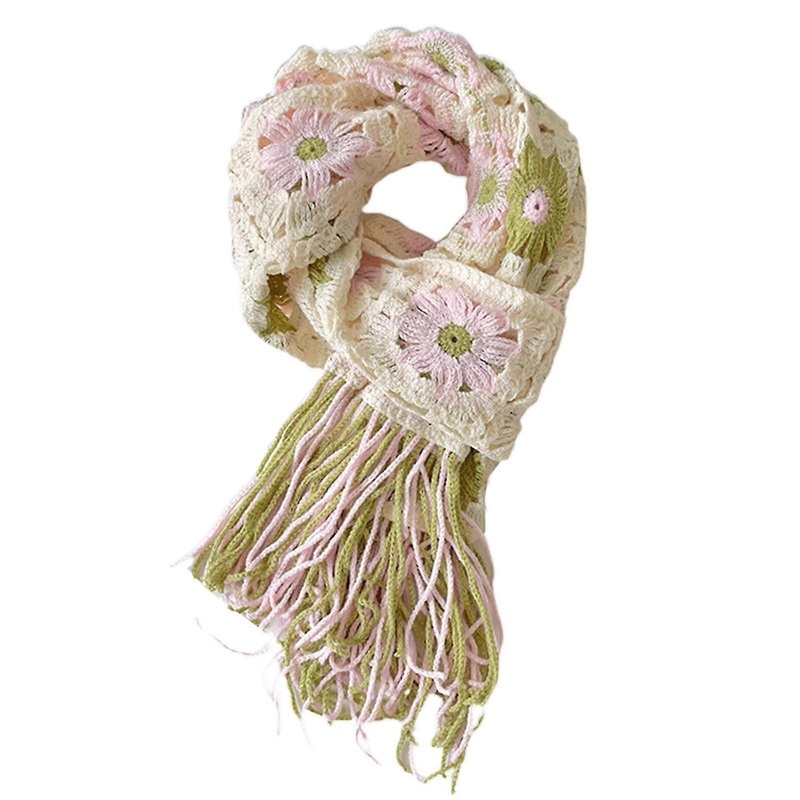Womens Cotton Scarves Lady Light Soft Fashion Floral Scarf Wrap Shawl Knitted Tassels Wraps Floral Scarvespink green SZRH A-S | Fruugo SG