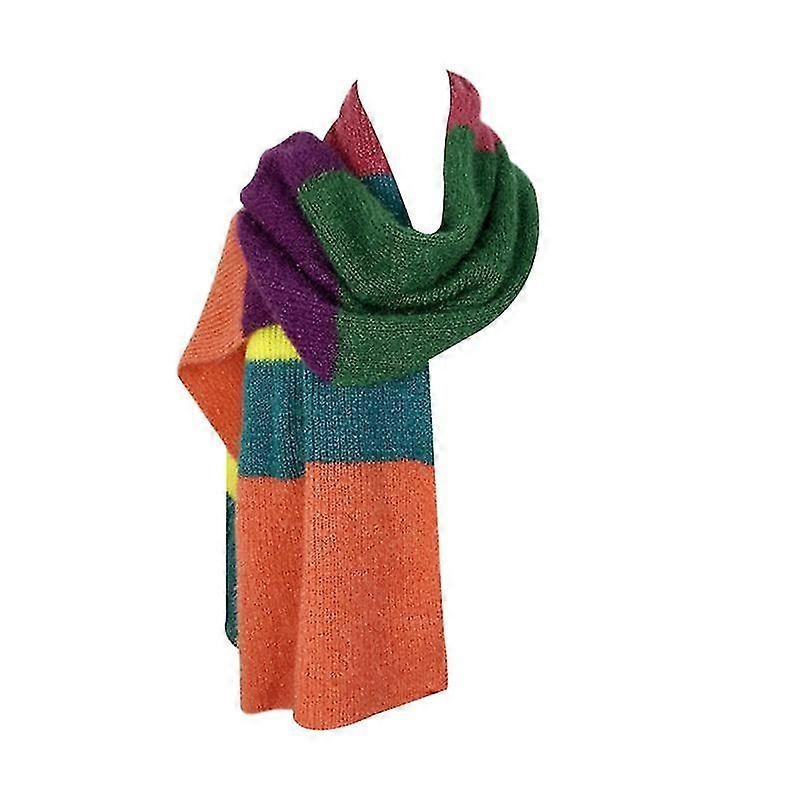 200x50cm Women Girls Winter Knitted Oversized Long Scarf Shawl Rainbow Colorful Stripes Patchwork Neck Warmer Blanket Wraps | Fruugo SG