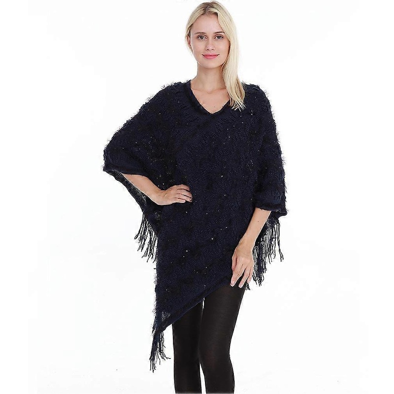 Autumn Winter Shawl Wrap Thicken Poncho with Tassel Knitting Sweater Coat for Lady | Fruugo SG