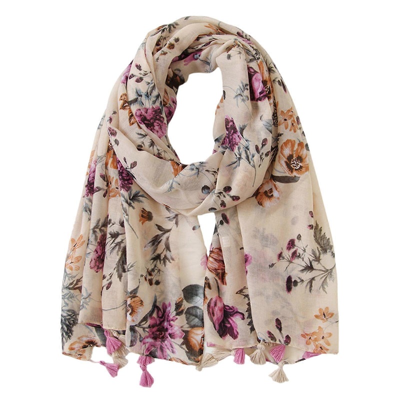 Bohemian Blossom Flower Scarf for Spring Beach Wear Neck Shawl Fashionable Print Head Wrap for Women Outdoor Activity | Fruugo SG