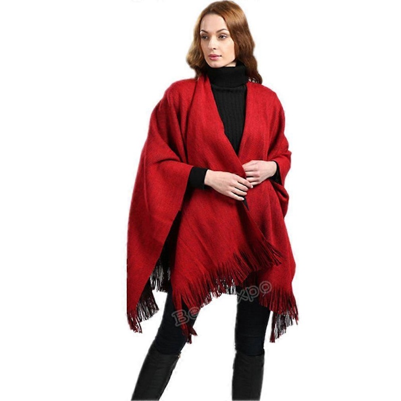 Dual Sided Poncho Knitting Shawl Wrap with Tassel | Fruugo SG