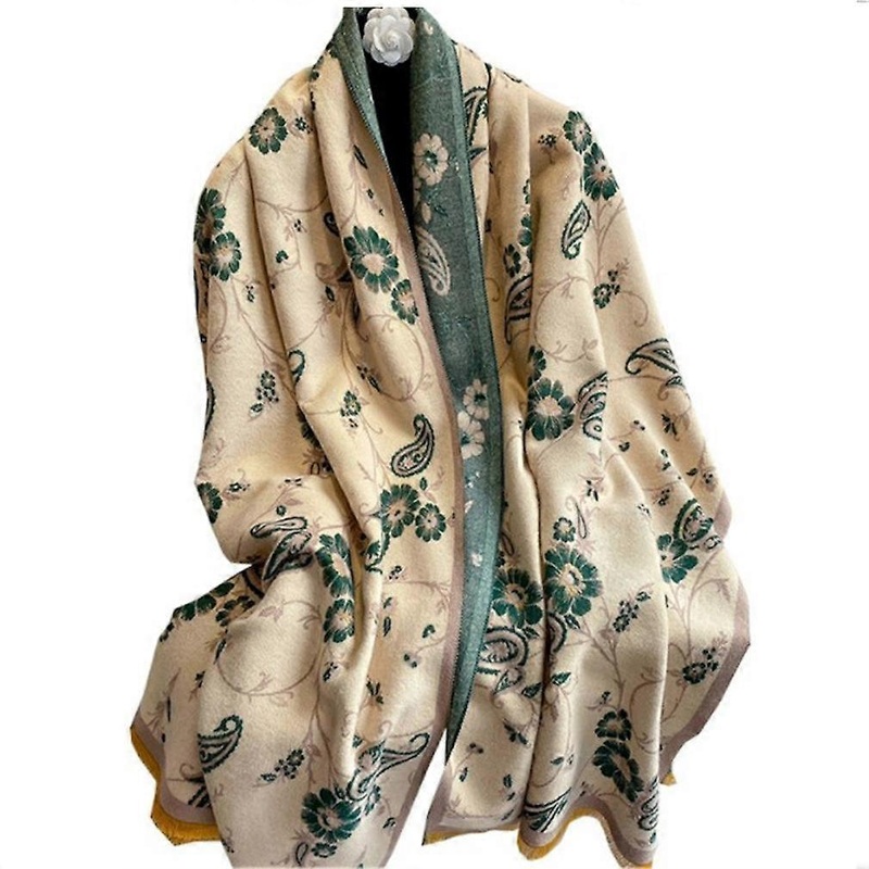 Floral Pashmina Scarf Autumn Winter Jacquard Shawl Fashion Long Warm Thicken Wrap for Lady | Fruugo SG