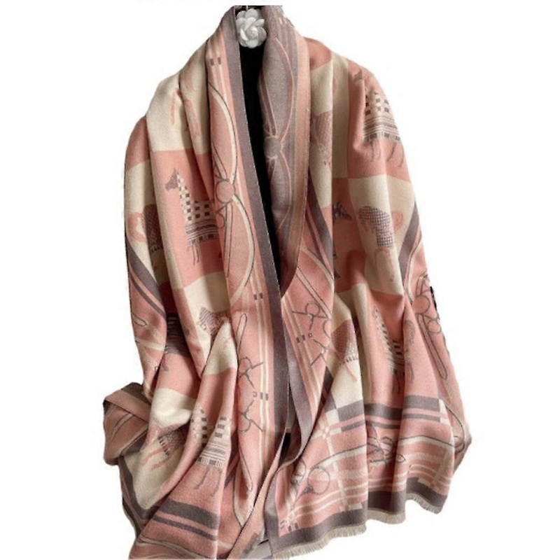 Fringed Pashmina Scarf with Horse Pattern Long Shawl Fashion Thicken Warm Wrap for Lady | Fruugo SG
