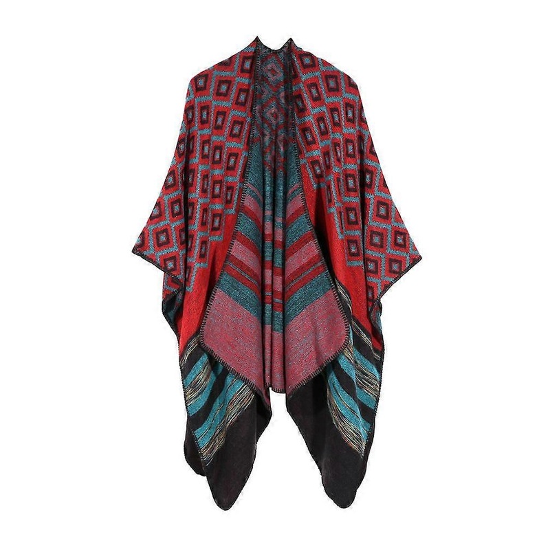 Geometric Shawl Scarf Open Front Poncho Winter Cardigant for Lady | Fruugo SG