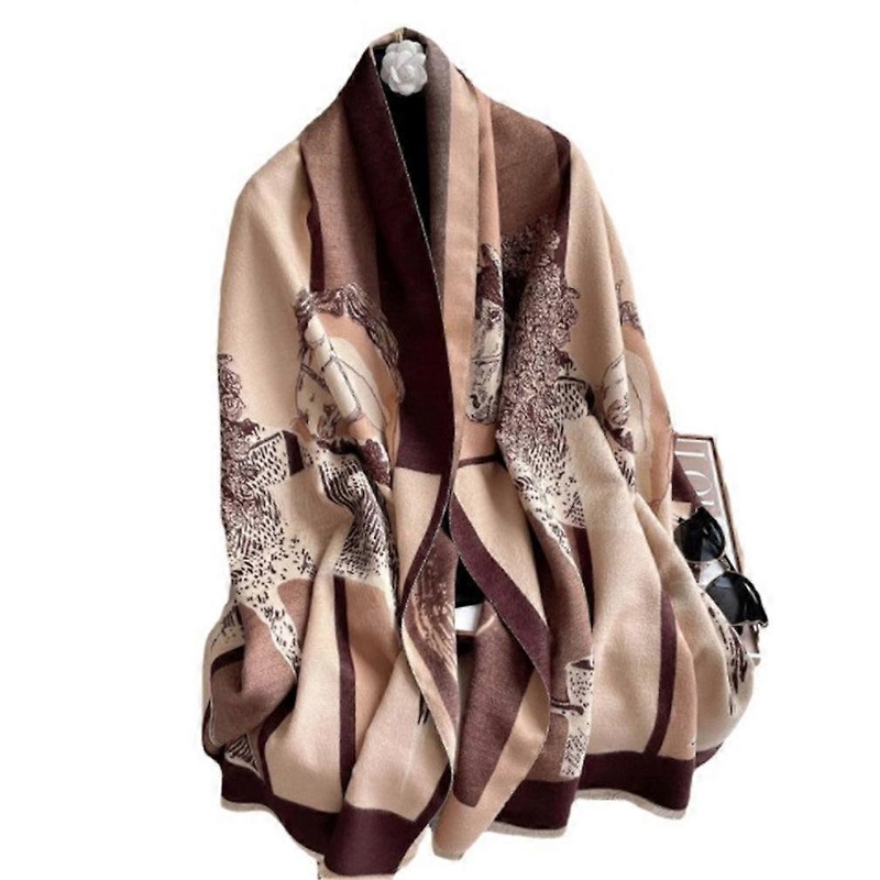 Jacquard Pashmina Scarf with War Horse Pattern Long Travel Shawl Fashion Thicken Warm Wrap for Lady | Fruugo SG