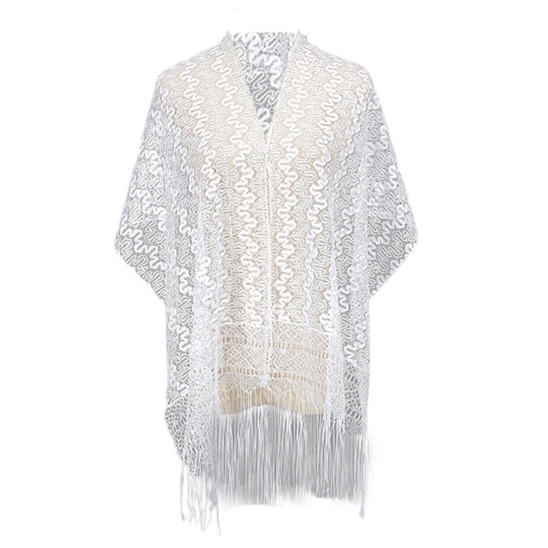 Laces Scarf Fashion Long Shawl Breathable Versatiles Shawl Stylish Stripe Shawl for Evening Wear  White | Fruugo SG