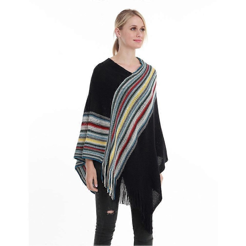 Loose Poncho Pullover Shawl with Tassel Knitting Coat for Lady | Fruugo SG